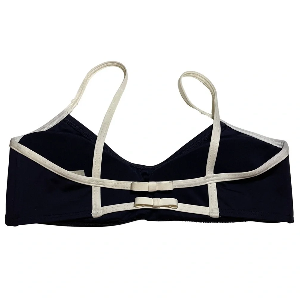 NWOT Kate Spade Mini Bow Bralette Bikini Top in Navy / White Sz. L